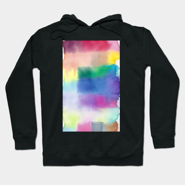 Rainbow Squares - Abstract Watercolor Painting Hoodie by GenAumonier